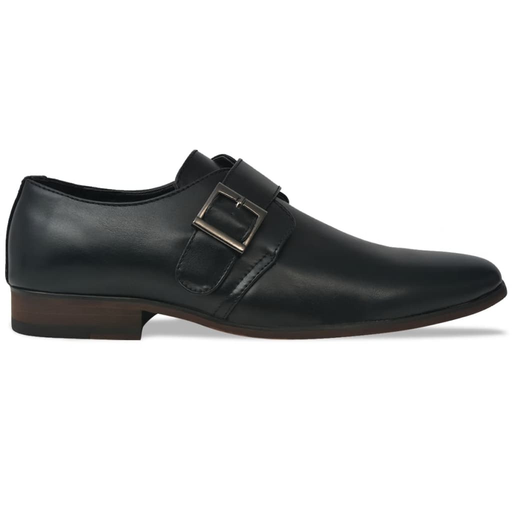 vidaXL Men's Monk Strap Shoes Black Size 8.5 PU Leather