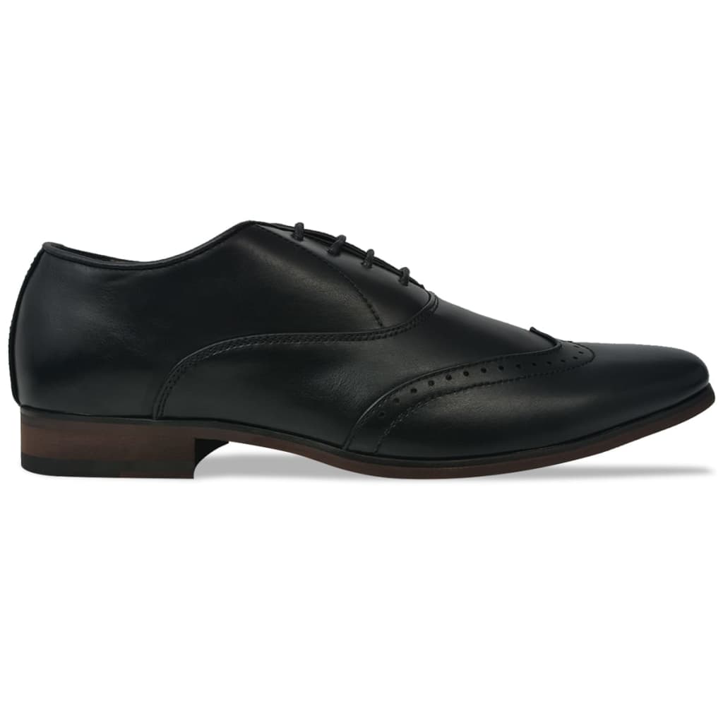 vidaXL Pantofi bărbați Brogue cu șiret, mărime 44, piele PU, negru