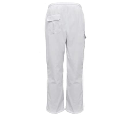 vidaXL Pantalones de chef banda elástica y cordón talla M blanco 2 uds
