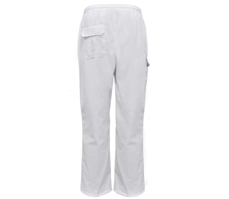 vidaXL Pantalon de cuisinier Taille élastiquée et cordon 2 pcs L Blanc