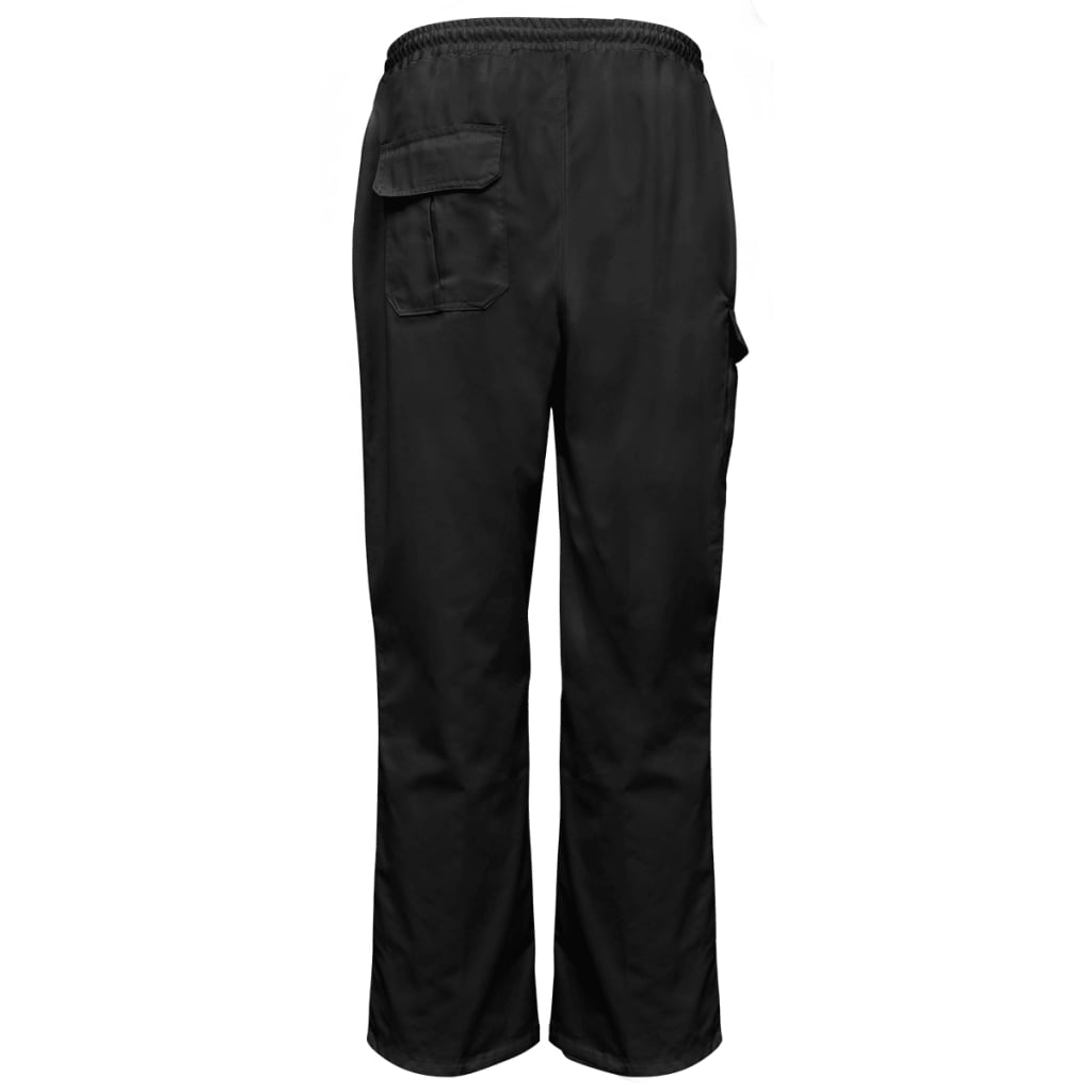 vidaXL Pantalon de cuisinier Taille élastiquée et cordon 2 pcs S Noir