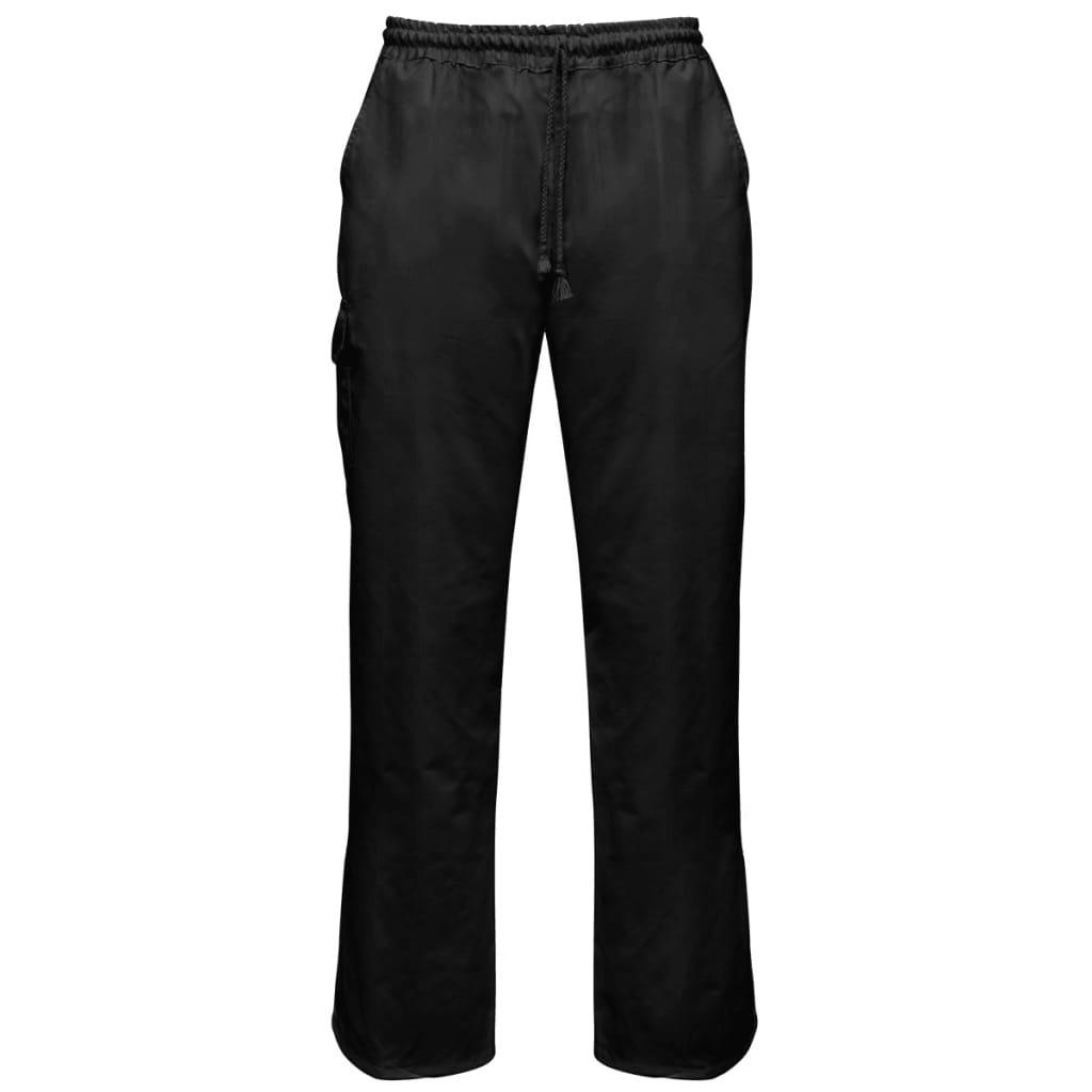 vidaXL Pantaloni de bucătar, talie cu șiret, mărime XL, negru, 2 buc. poza vidaxl.ro
