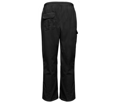 vidaXL Pantalon de cuisinier Taille élastiquée et cordon 2 pcs XL Noir