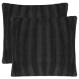vidaXL Capa de almofada 2 pcs pelo sintético 80x80 cm preto