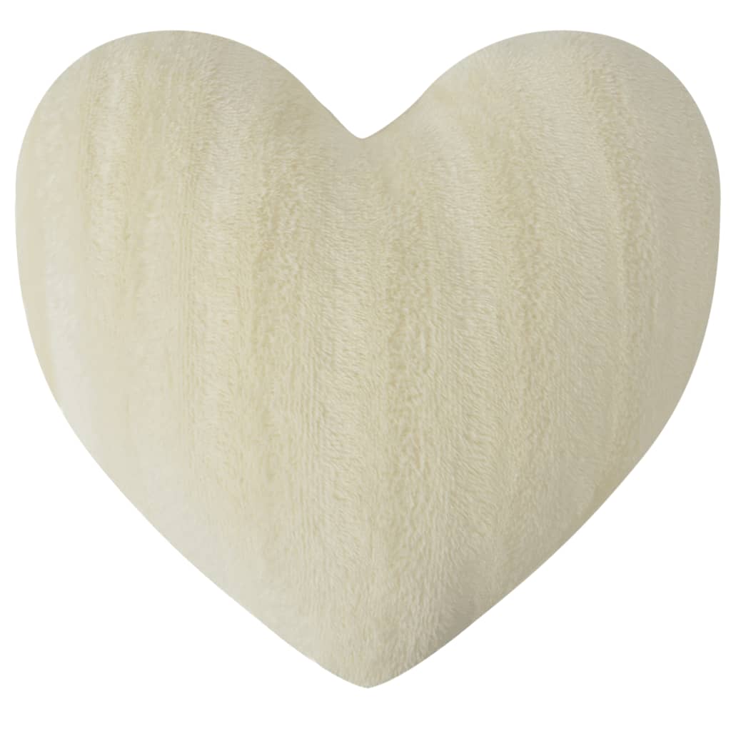 vidaXL Širdelės formos pagalvėlės, 2 vnt., dirbtinis kailis, kremo sp.