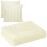 vidaXL Conjunto manta + capas de almofada 3 pcs pelo sintético creme