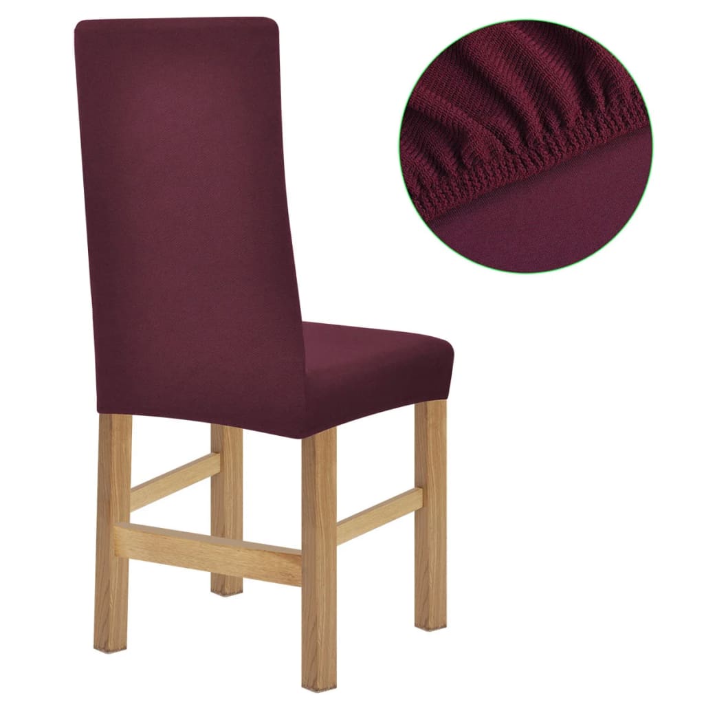 vidaXL Housse de chaise étirable 4 pcs Polyester tissu côtelé Bordeaux