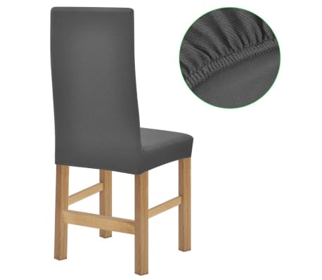 vidaXL Naťahovací návlek na stoličku, 4 ks, látka rebrový úplet, šedá