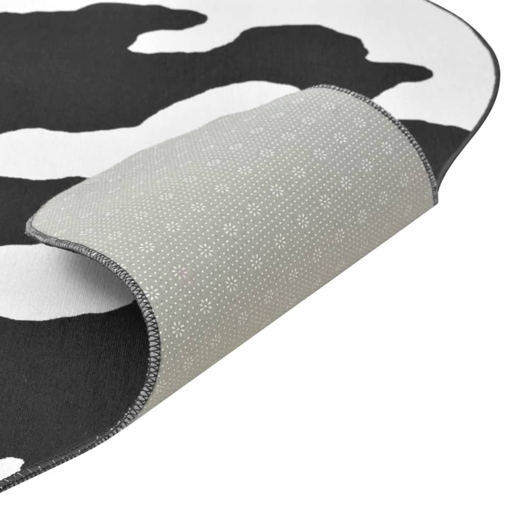 vidaXL Shaped Rug 70x110 cm Black Cow Print