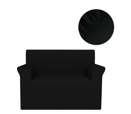 vidaXL dīvāna pārvalks, elastīgs, melns pikē audums