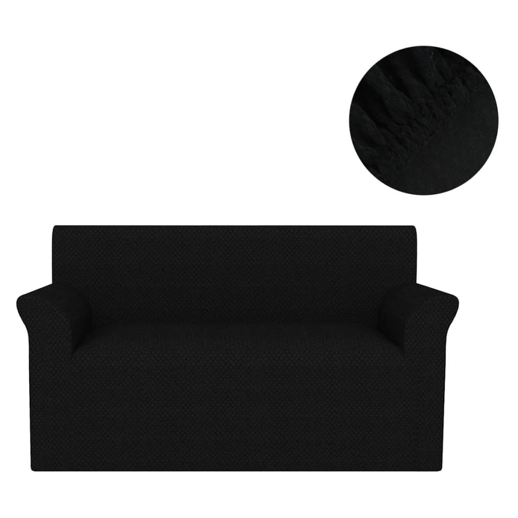 vidaXL Husă elastică pentru canapea, textură striată, negru