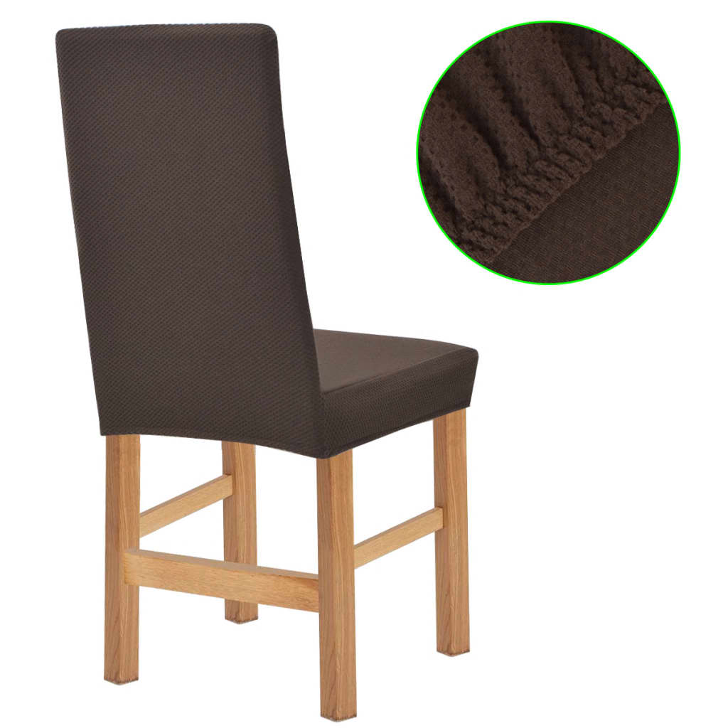 vidaXL Meubelhoes voor stoel stretch piqué bruin 4 st