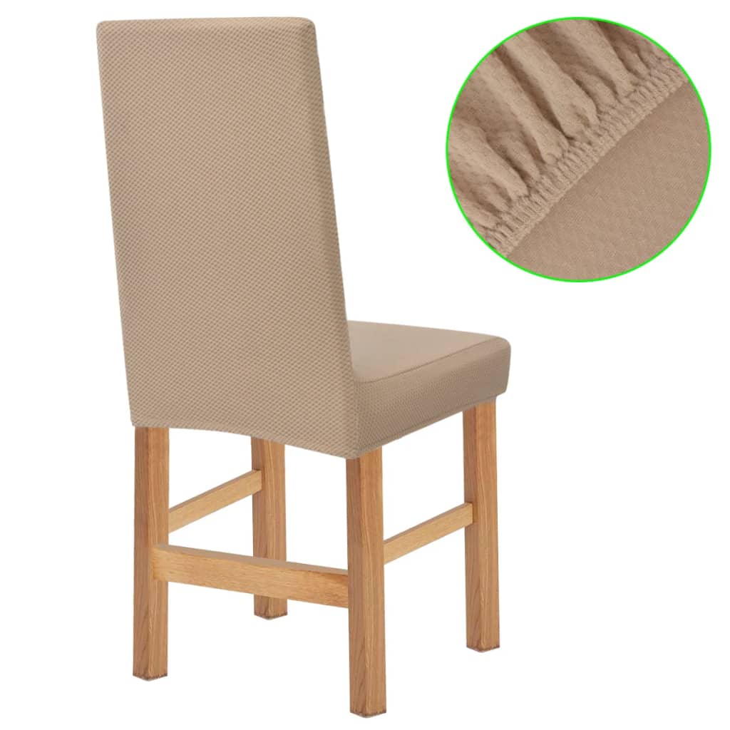 vidaXL Покривни калъфи за столове, еластични, 4 бр, бежови, пике