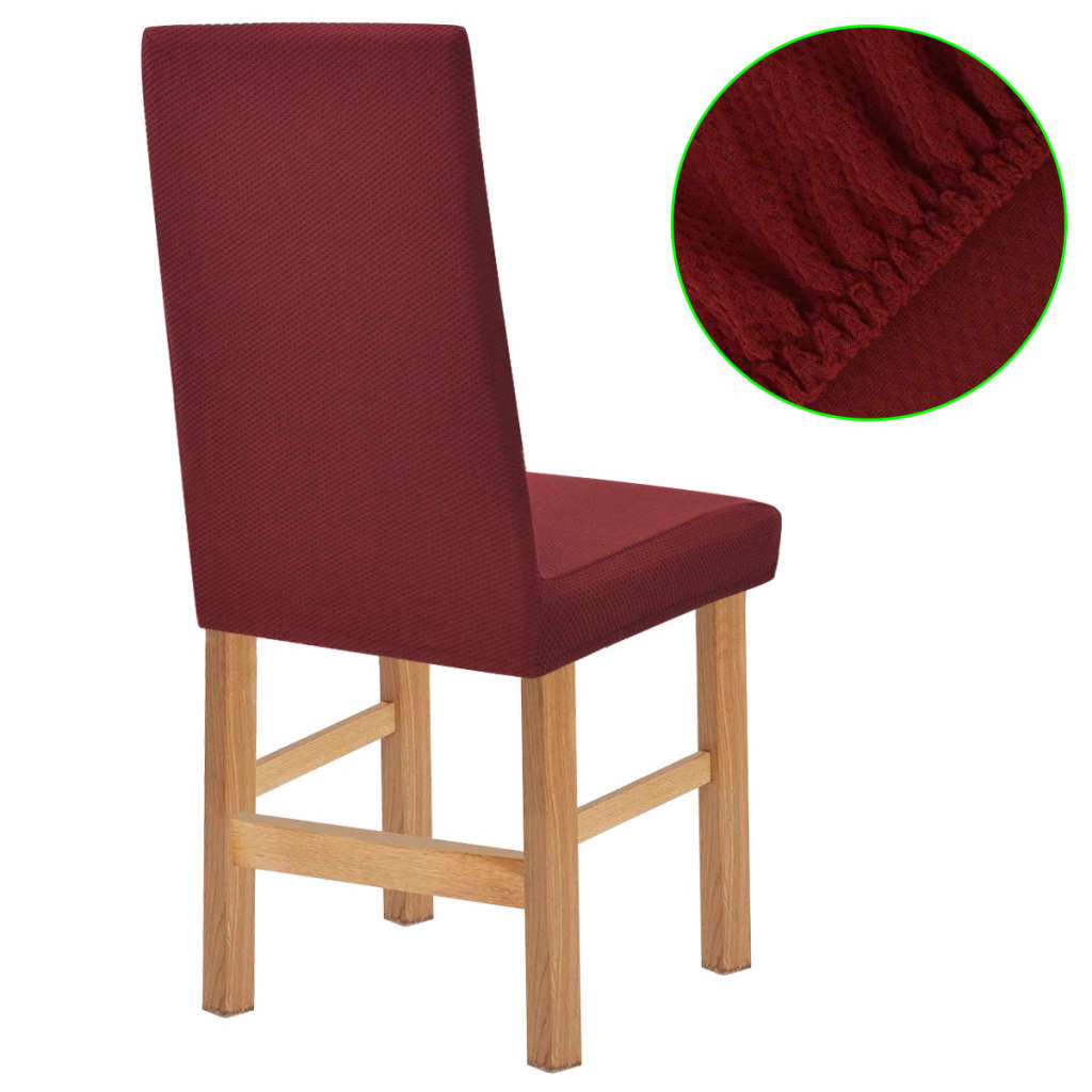 vidaXL Husă elastică pentru scaun, Burgundy Piqué, 4 buc.