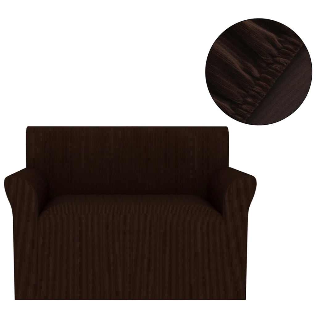 vidaXL Elastyczny pokrowiec na sofę, prążkowany, brązowy
