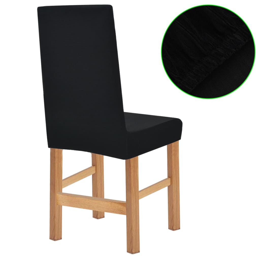 vidaXL Tamprūs kėdžių užvalkalai, 6 vnt., juodi, plačios juostelės