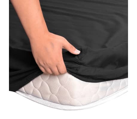 vidaXL Draps de lit 2 pièces 90 x 200 cm Coton Noir