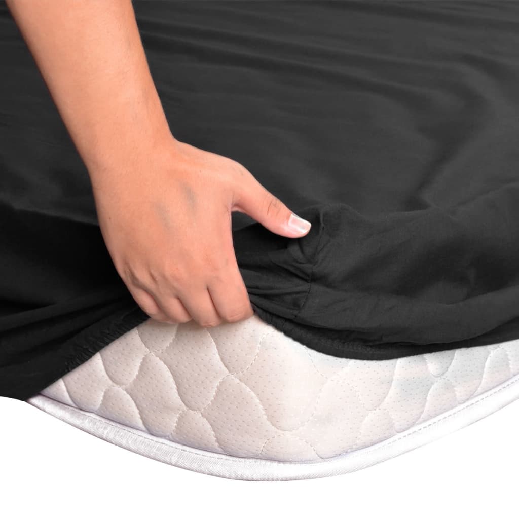 vidaXL Draps de lit 2 pièces 90 x 220 cm Coton Noir