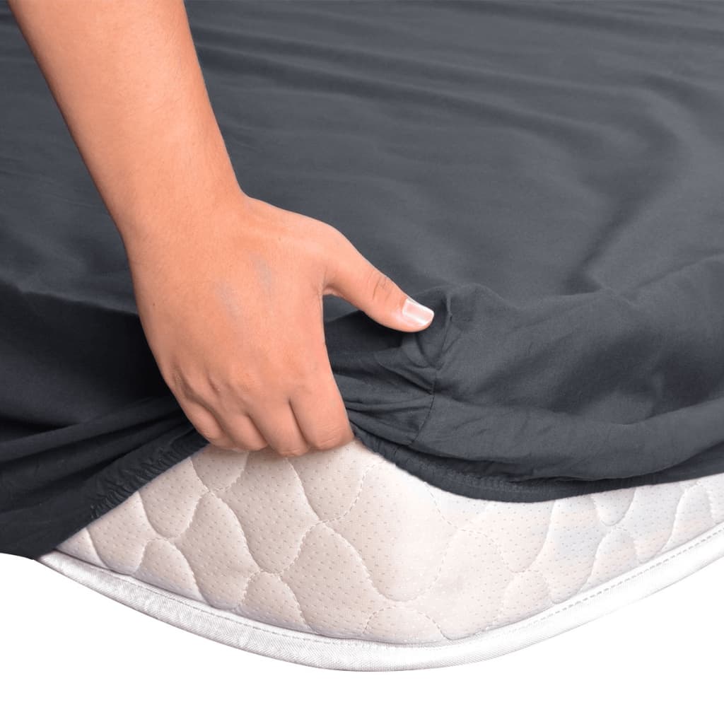 vidaXL Draps de lit 2 pièces 140 x 200 cm Coton Anthracite