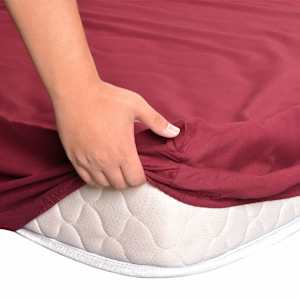 vidaXL Paklodės, 2 vnt., 90x220 cm, medvilnė, vyšninės spalvos