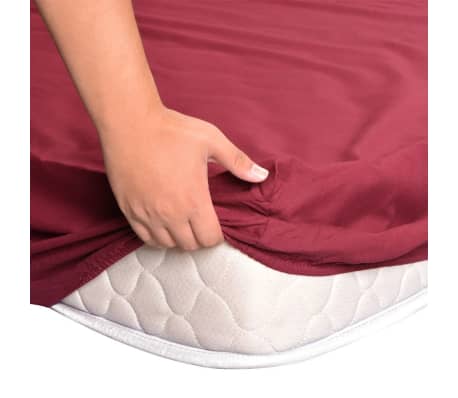 vidaXL Draps de lit 2 pièces 160 x 200 cm Coton Bordeaux