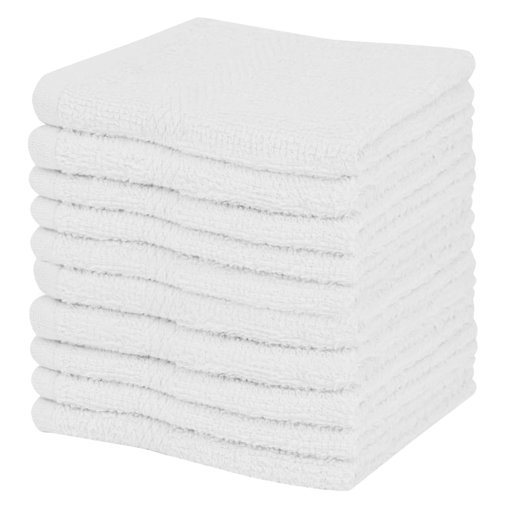 vidaXL Serviette pour invités 10 pcs Coton 360 g/m² 30 x 30 cm Blanc