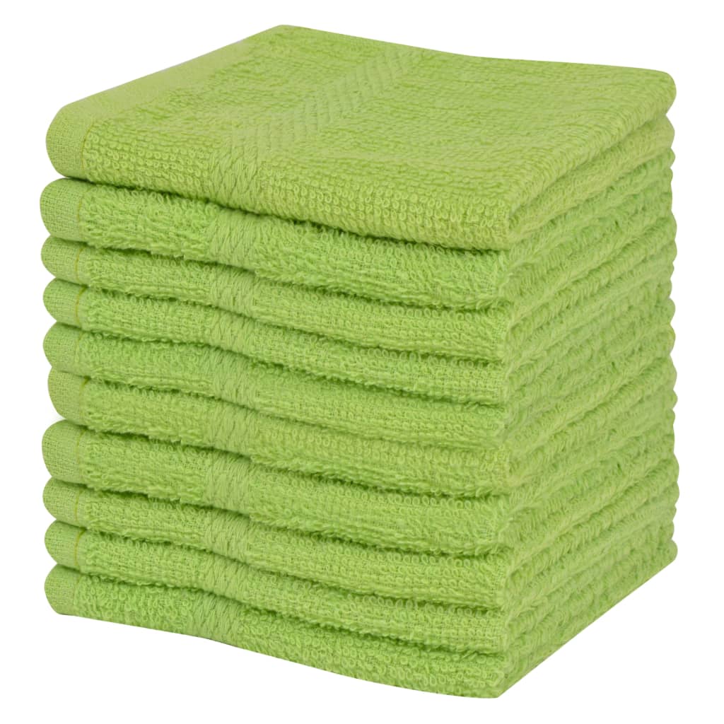 vidaXL Guest Towel Set 10 pcs Cotton 360 g/m² 30x30 cm Green