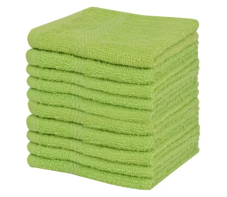 vidaXL Ręczniki, 10 szt., bawełna 360 g/m², 30x30 cm, zielone