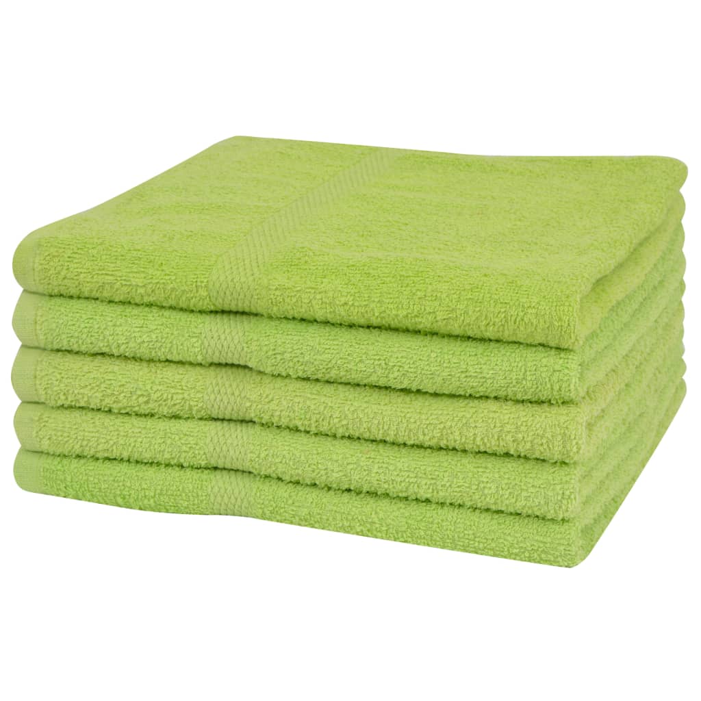 vidaXL Hand Towel Set 5 pcs Cotton 360 g/m² 50x100 cm Green