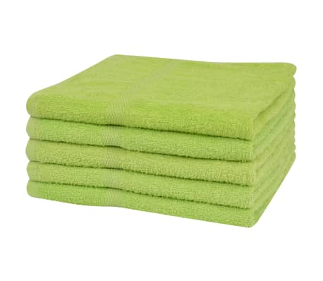 vidaXL Conjunto toalhas mão 5 pcs algodão 360 g/m² 50x100 cm verde