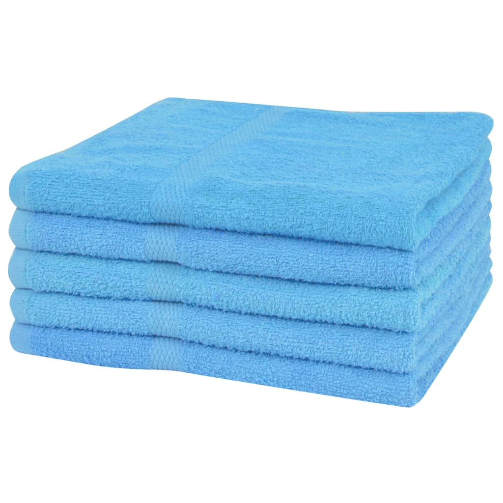 vidaXL Conjunto toalhas mão 5 pcs algodão 360 g/m² 50x100 cm azul