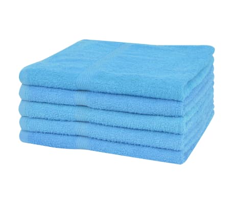 vidaXL Conjunto toalhas mão 5 pcs algodão 360 g/m² 50x100 cm azul