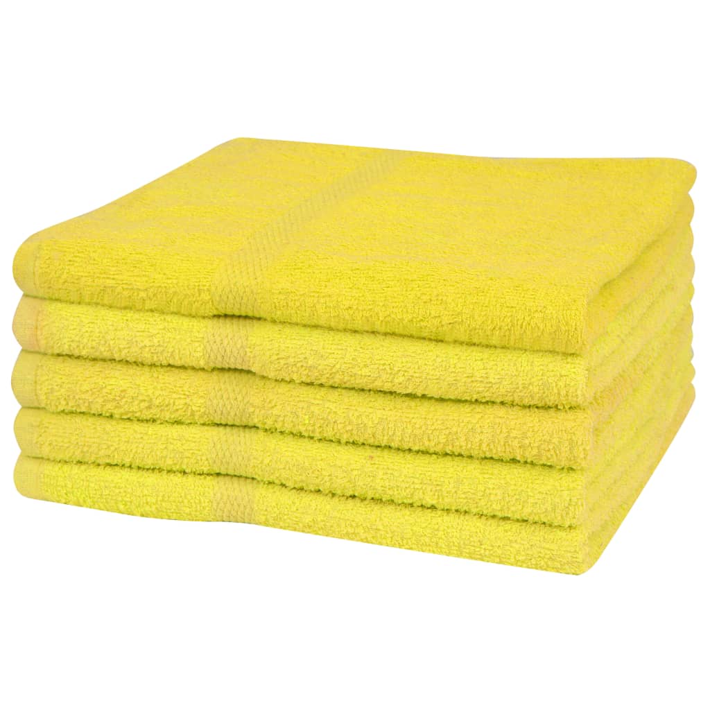 vidaXL håndklædesæt 5 stk. bomuld 360 g/m² 50x100 cm gul