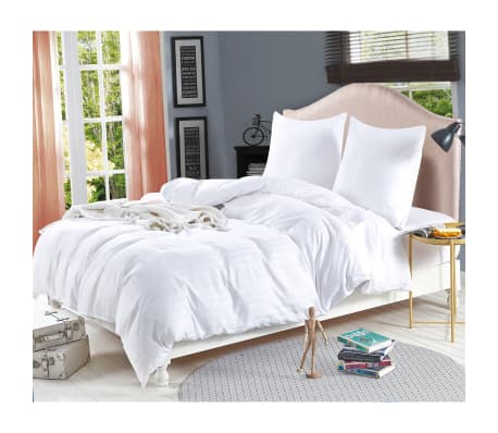vidaXL Комплект спално бельо, памучен сатен, бяло, 140x200/60x70 см