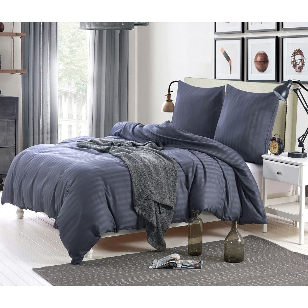 vidaXL Duvet Cover Set Cotton Satin Anthracite 140x200/60x70 cm