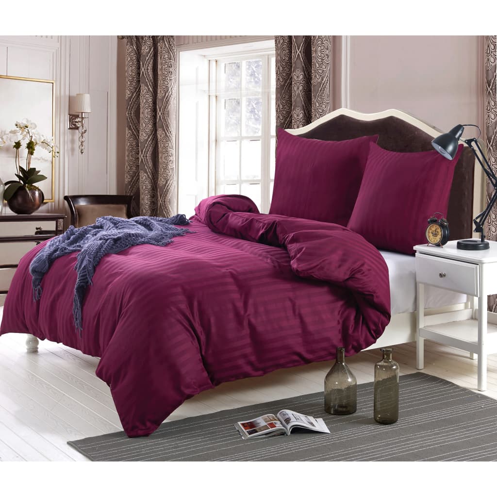 

vidaXL Dekbedovertrekset 155x200/80x80 cm katoensatijn bordeauxrood