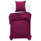 vidaXL Conjunto capa edredão cetim 2 pcs 155x220/80x80 cm bordô
