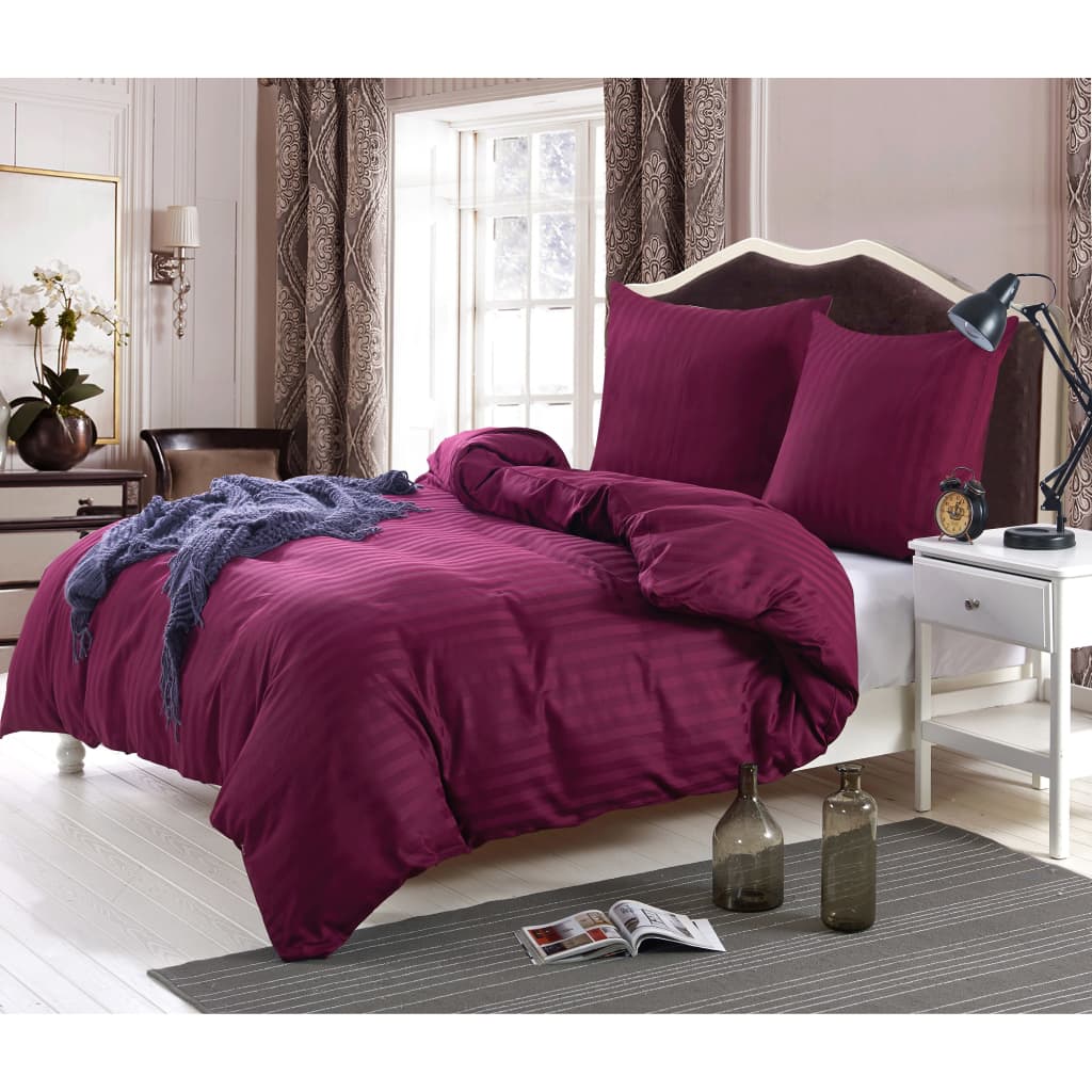 vidaXL Jeu housse de couette Satin de coton Bordeaux 200x200/80x80 cm