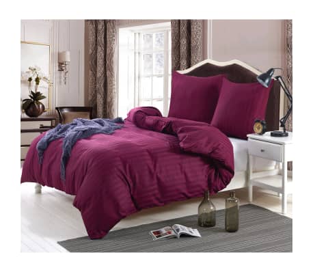 vidaXL Комплект спално бельо, памучен сатен, бордо, 140x200/60x70 см