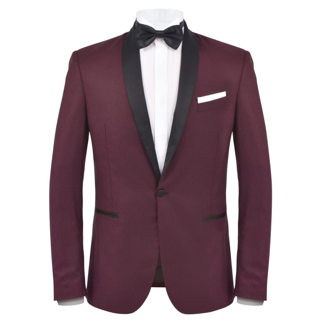 vidaXL Men's 2 Piece Black Tie Dinner Suit/Smoking Tuxedo 46 Burgundy