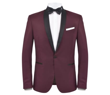 vidaXL Men's 2 Piece Black Tie Dinner Suit/Smoking Tuxedo 46 Burgundy