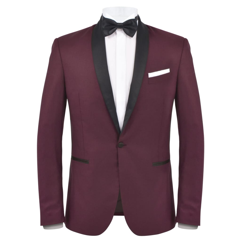vidaXL Men's 2 Piece Black Tie Dinner Suit/Smoking Tuxedo 48 Burgundy