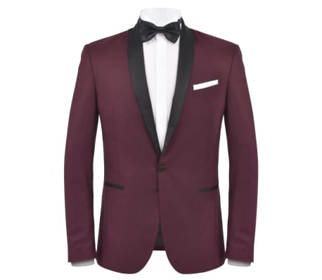 vidaXL Men's 2 Piece Black Tie Dinner Suit/Smoking Tuxedo 52 Burgundy