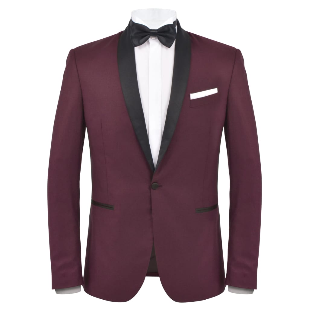 vidaXL Men's 2 Piece Black Tie Dinner Suit/Smoking Tuxedo 54 Burgundy