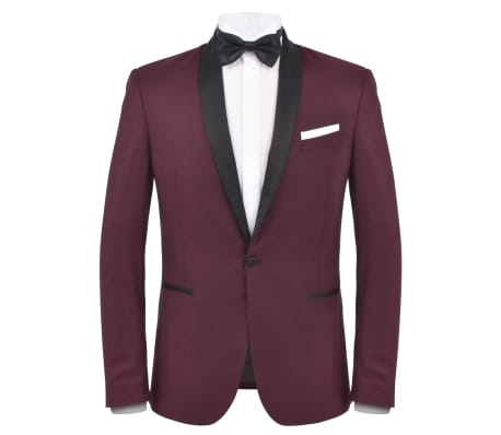 vidaXL Men's 2 Piece Black Tie Dinner Suit/Smoking Tuxedo 54 Burgundy
