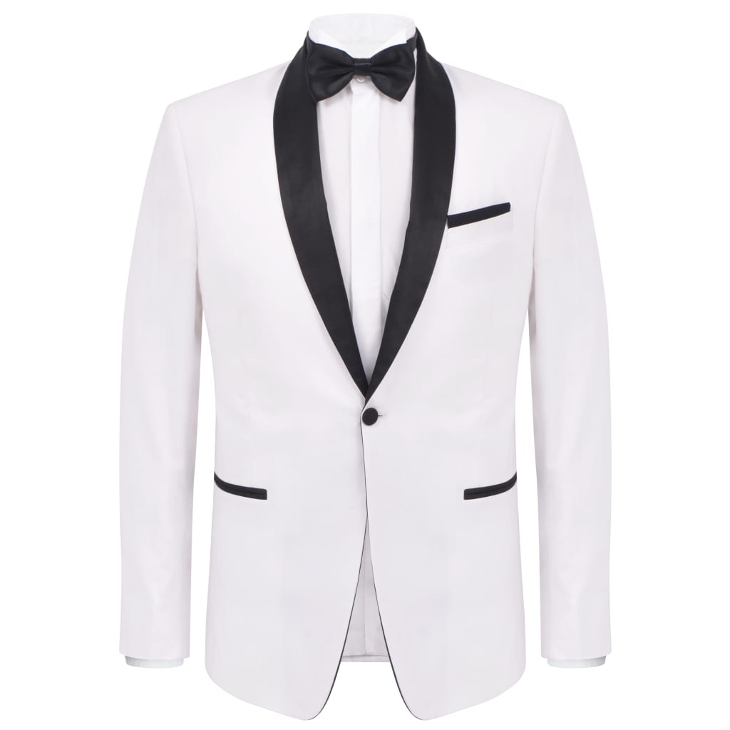 vidaXL Men's 2 pcs Black Tie Dinner Suit/Smoking Tuxedo Size 46 White