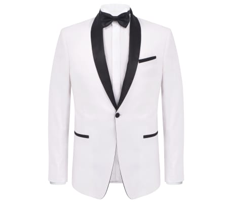 vidaXL Men's 2 pcs Black Tie Dinner Suit/Smoking Tuxedo Size 46 White