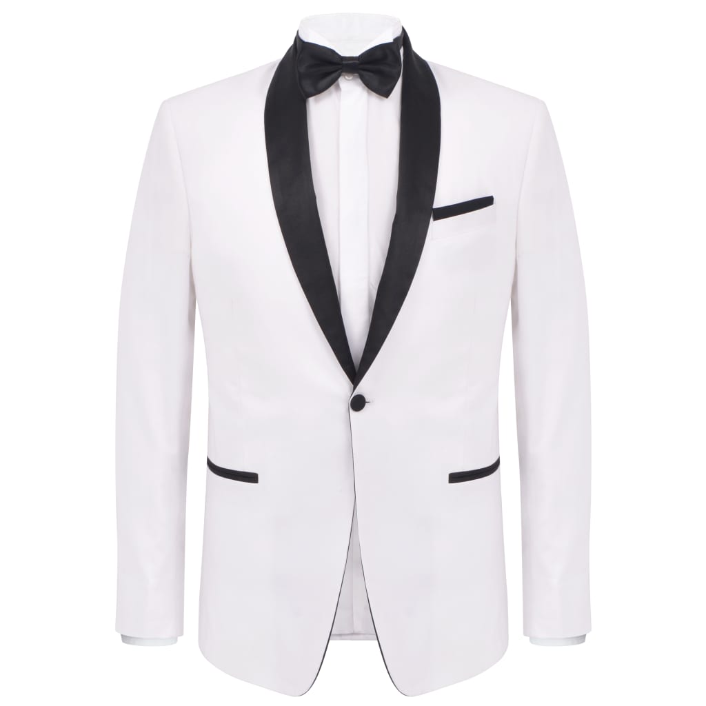 vidaXL Men's 2 pcs Black Tie Dinner Suit/Smoking Tuxedo Size 54 White