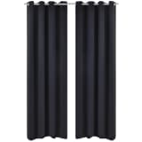 vidaXL Lystette gardiner 2 stk med metallmaljer 135x175 cm svart