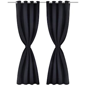 vidaXL Rideau occultant 2 pcs avec &oelig;illets m&eacute;talliques 135x175 cm Noir